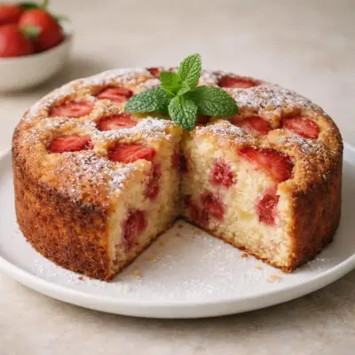 Gâteau au yaourt aux fraises moelleux : recette facile