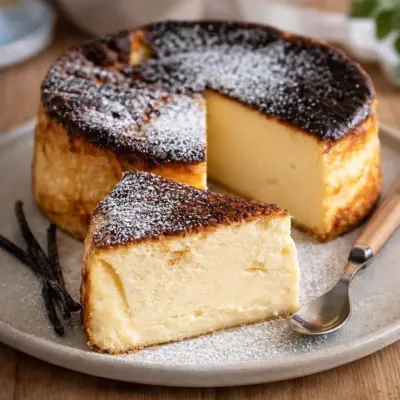 Recette gâteau basque vanillé fromage frais ultra fondant