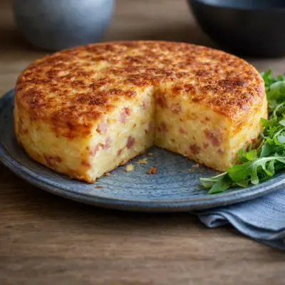 Recette gâteau de pommes de terre farci jambon fromage