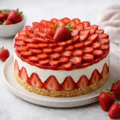 Fraisier aux fraises sans cuisson : recette facile