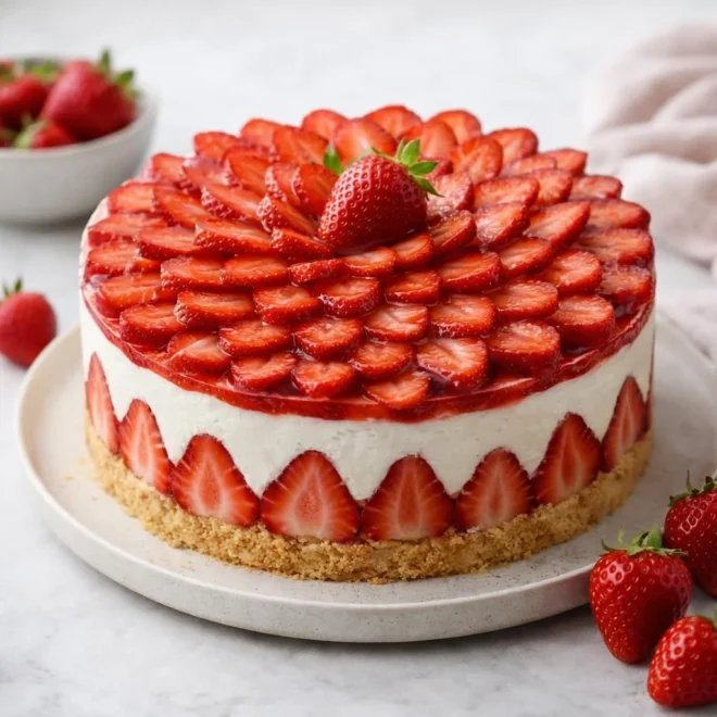 Fraisier aux fraises sans cuisson : recette facile