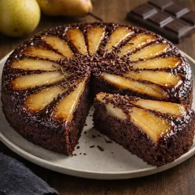 Gâteau renversé poires chocolat : moelleux et caramélisé