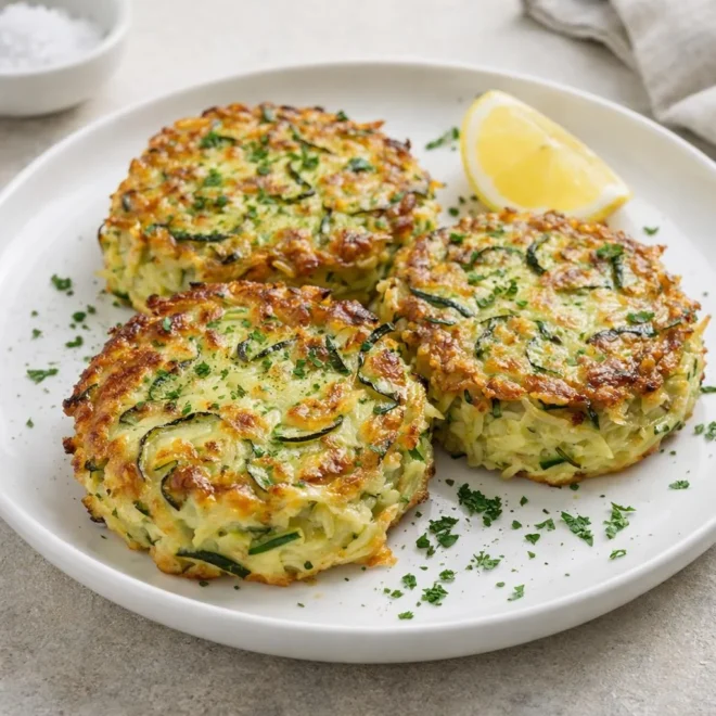 Gâteaux de courgettes au parmesan dorés à la poêle