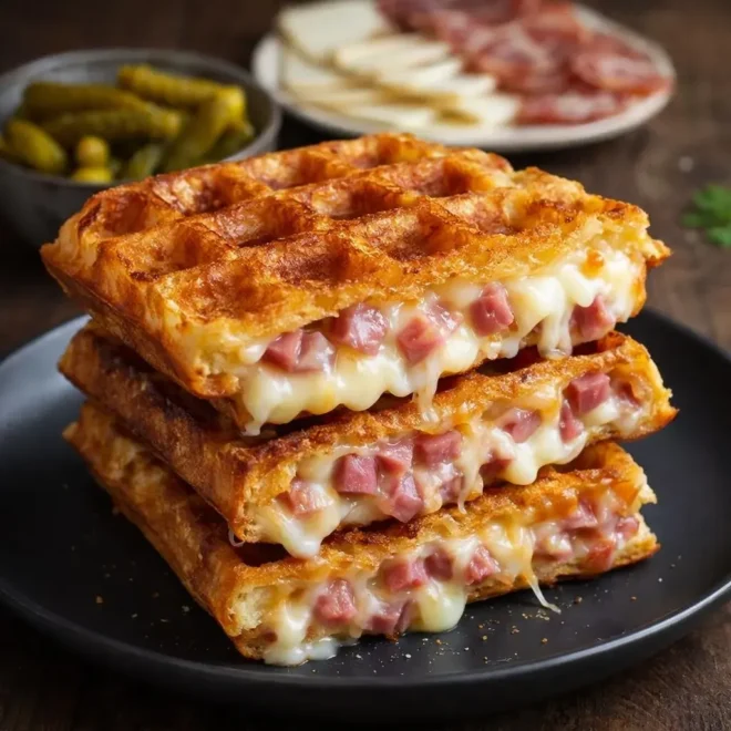 Recette gaufres salées jambon fromage croustillantes