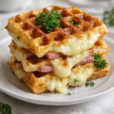 Gaufres jambon fromage : croustillantes & fondantes