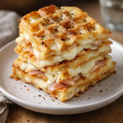 Gaufres salées jambon de poulet fromage croustillantes