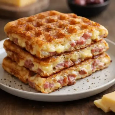 Recette gaufres salées jambon fromage croustillantes