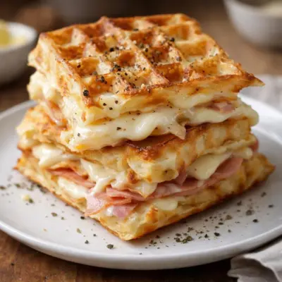 Gaufres salées jambon de poulet et fromage