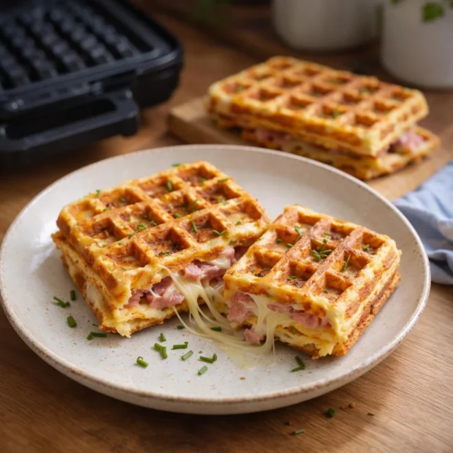 Gaufres salées croque-monsieur jambon comté croustillantes