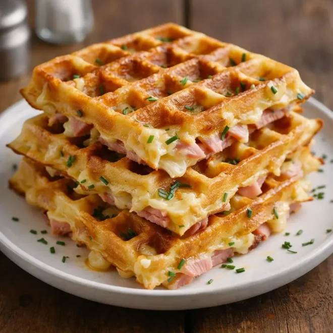 Gaufres salées croustillantes jambon fromage