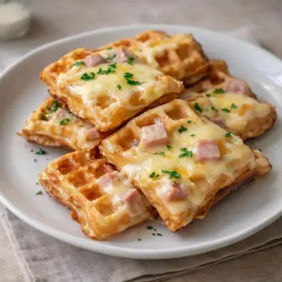 Gaufres salées croustillantes jambon fromage