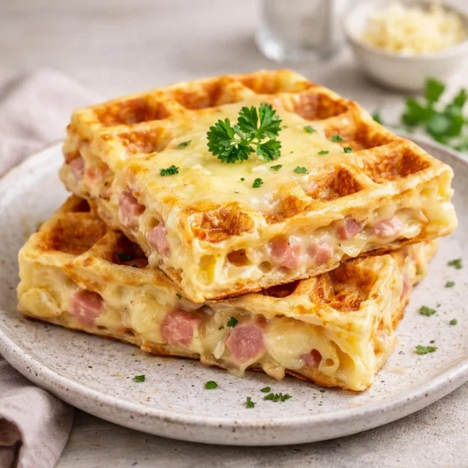 Recette gaufres salées jambon fromage crousti-fondantes