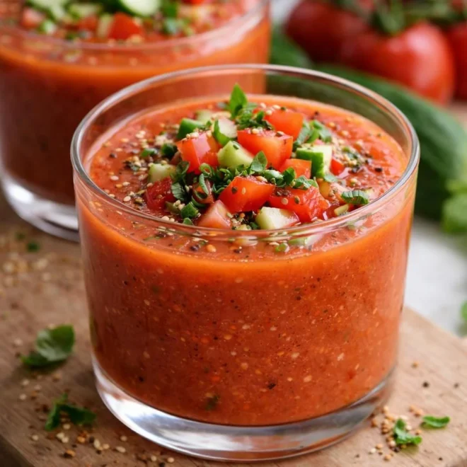 Recette gazpacho andalou : soupe froide tomate & basilic
