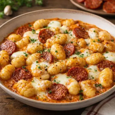 Gnocchis crémeux au chorizo et à la mozzarella