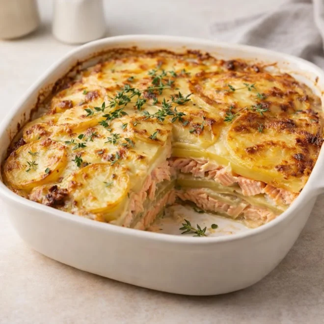 Gratin campagnard saumon et patates au four