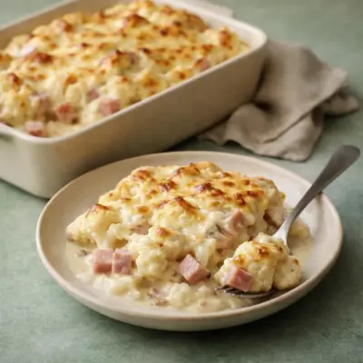 Recette gratin de chou-fleur au jambon & béchamel