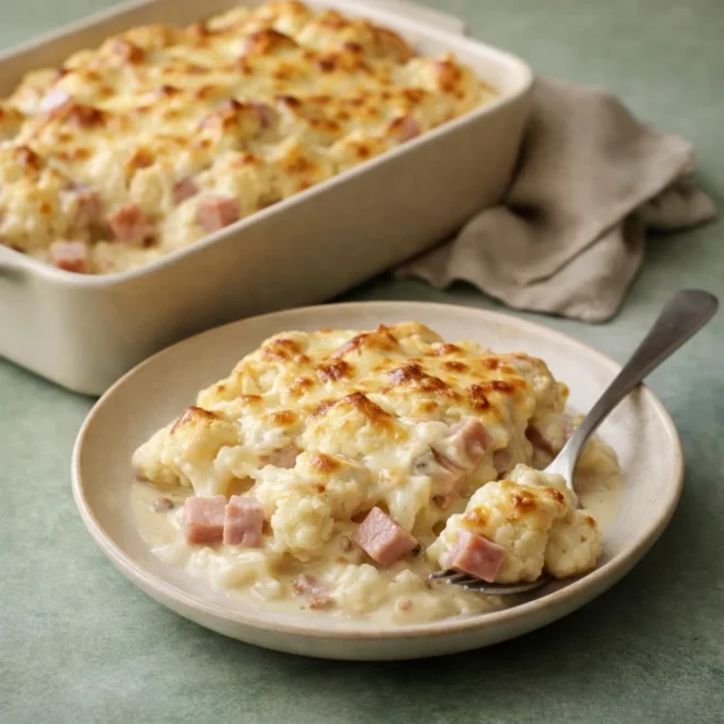 Recette gratin de chou-fleur au jambon & béchamel