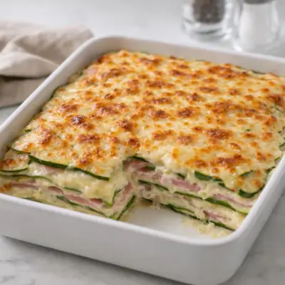 Gratin courgettes jambon fromage au four