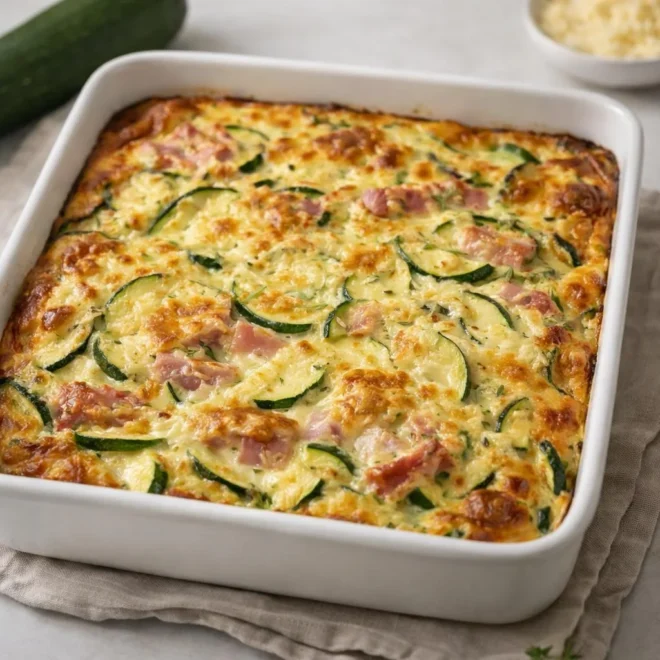 Gratin de courgettes au jambon mozzarella, très fondant