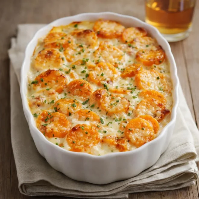 Gratin de carottes léger au fromage frais, doré