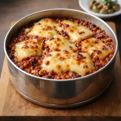 Gratin de coquillettes à la raclette et à la viande hachée