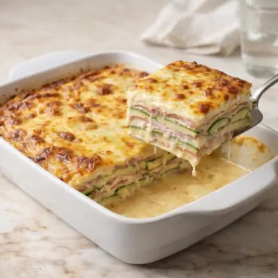 Gratin de courgettes et jambon à la mozzarella