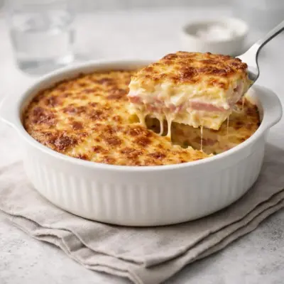 Gratin de pommes de terre au jambon : fondant