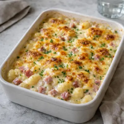Gratin de gnocchis au jambon et à la raclette