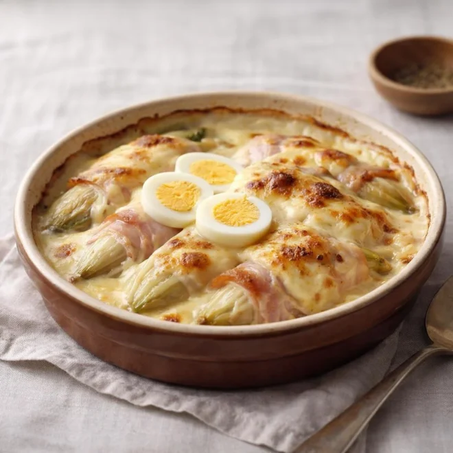 Gratin mariette aux endives : jambon et œufs durs