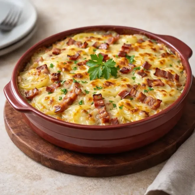 Recette gratin montagnard reblochon lardons