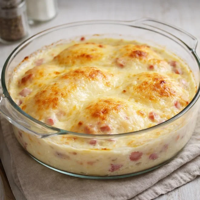Gratin d’œufs au jambon : moelleux et gratiné