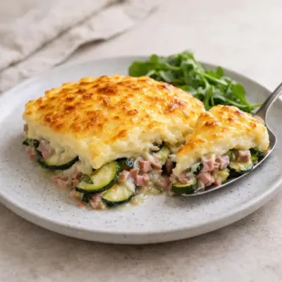 Gratin parmentier courgettes jambon au comté