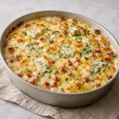 Gratin de pommes de terre au lardons reblochon, crémeux