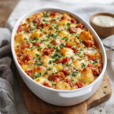 Gratin de pommes de terre au chorizo et béchamel