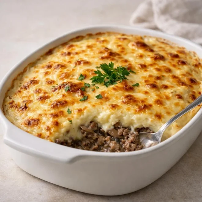 Hachis parmentier à la crème et aux champignons : recette gr