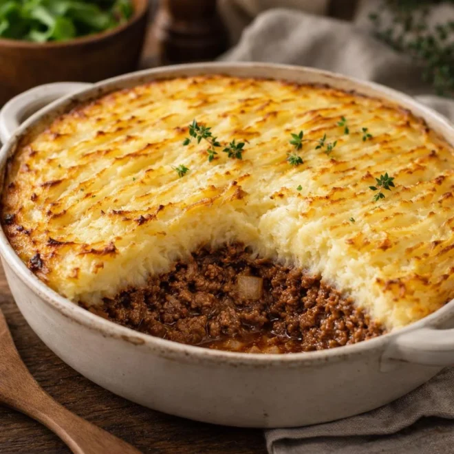 Hachis parmentier au bœuf mijoté : purée dorée au four