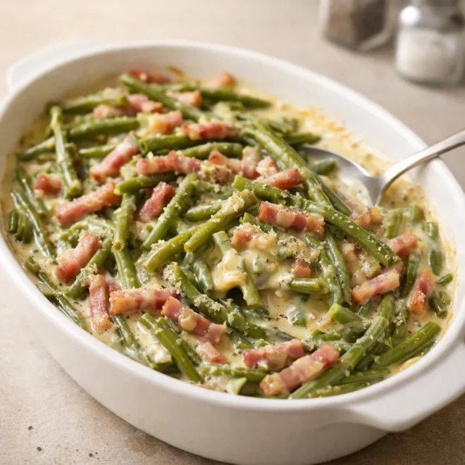Haricots verts façon carbonara : recette crémeuse