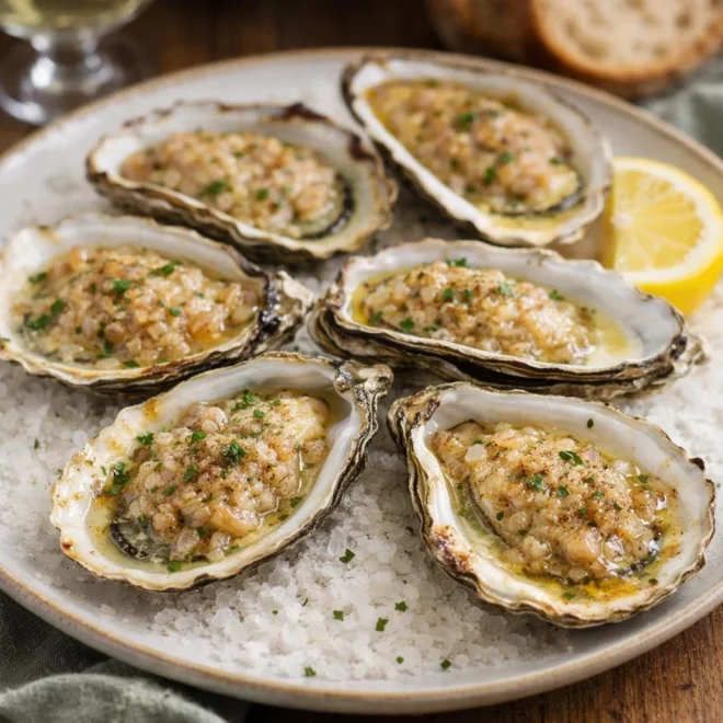 Huîtres chaudes à l’échalote et au vin blanc