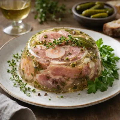 Jambonneau en gelée au vin blanc : fines herbes