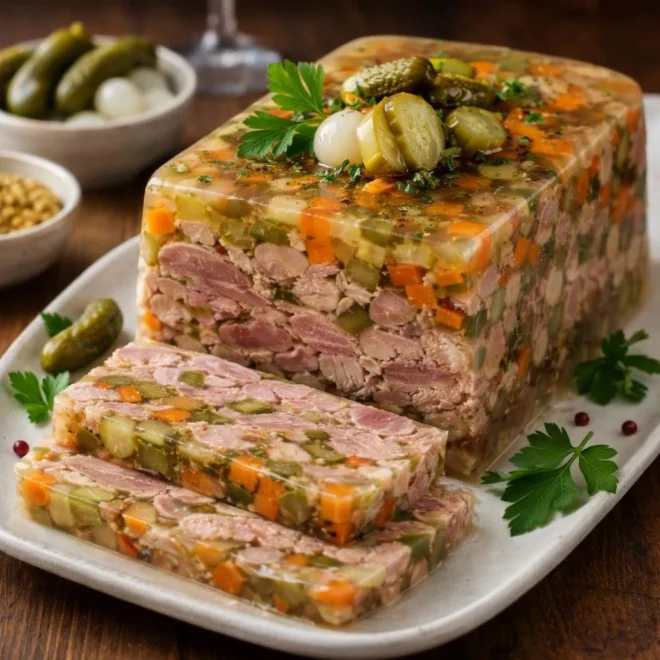 Jambonneau en gelée aux légumes croquants : recette