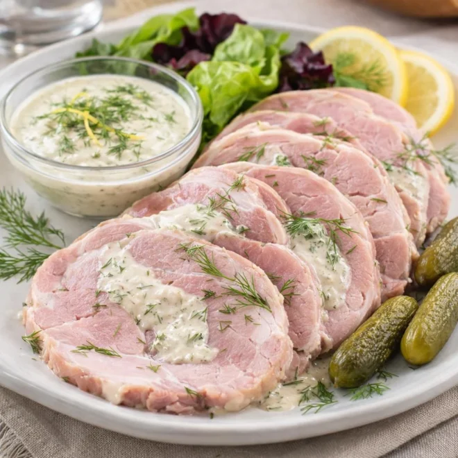Jambonneau froid à l’aneth et citron : sauce crème