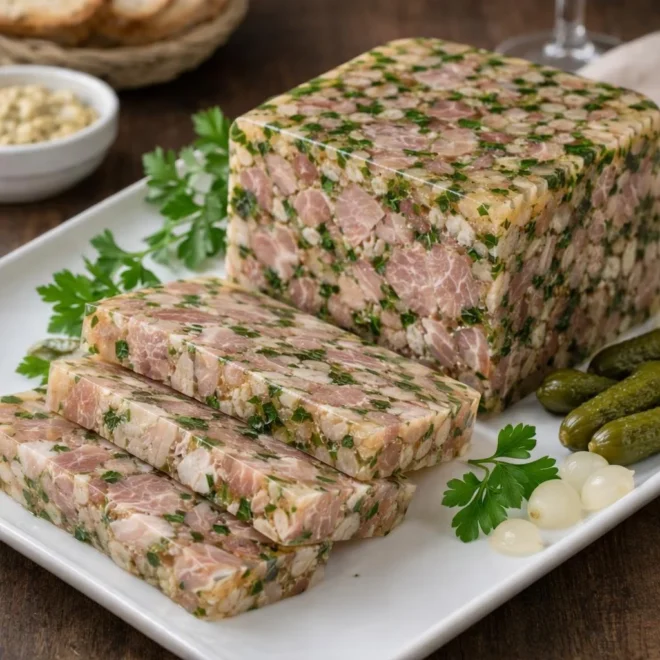 Jambonneau persillé pressé en gelée (terrine à découper)