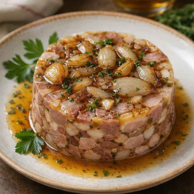 Recette jambonneau aux échalotes et vinaigre de cidre