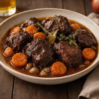 Joue de bœuf au cidre fondante : recette braisée