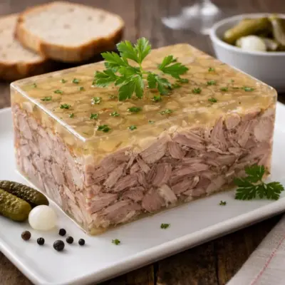 Langue de veau au bouillon pressée : tendre & gelée