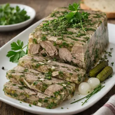 Langue de veau en gelée aux fines herbes : terrine