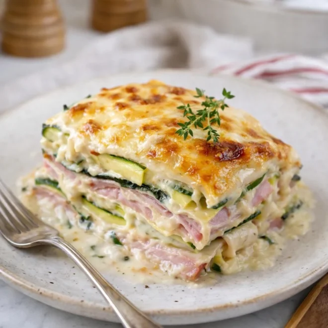 Lasagnes de courgettes au jambon et à la raclette