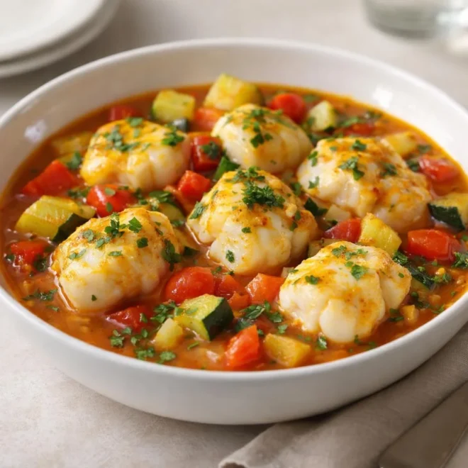 Lotte mijotée au safran et curry : recette facile