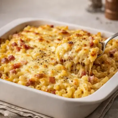 Macaronis crémeux au reblochon et lardons fumés