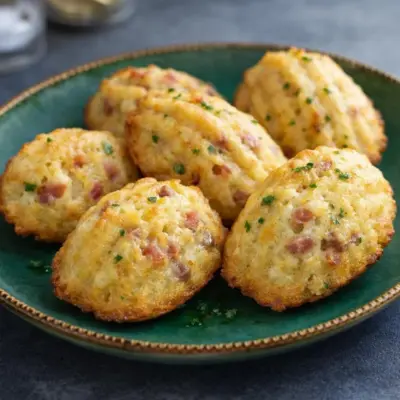 Recette de madeleines salées au jambon et emmental